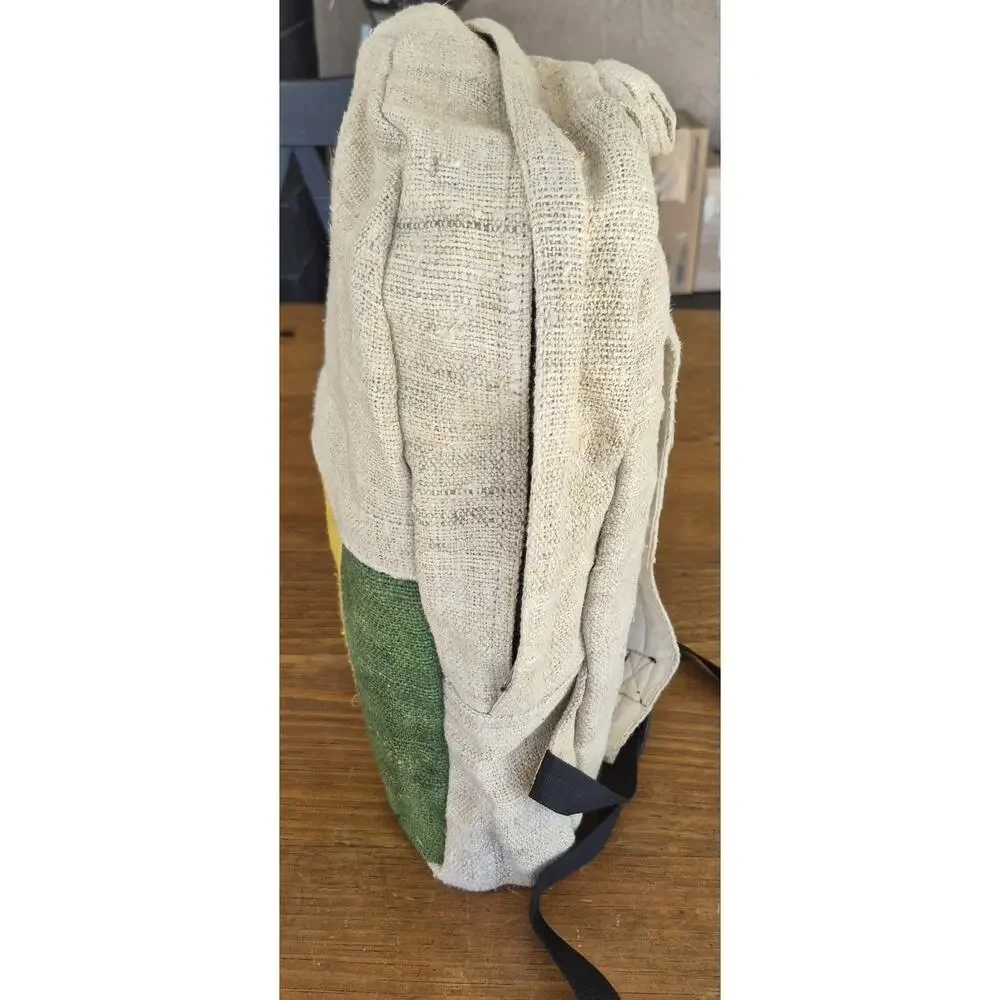 Handmade Himalayan Natural Pure Hemp Backpack | Boho Striped Festival Bag